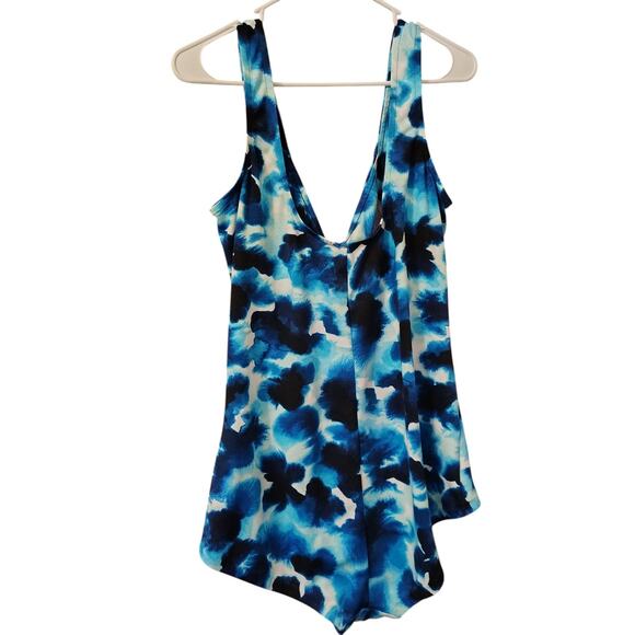Maxine Of Hollywood Swimming Suit 1 Piece Woman's Plus Size 3x 22 24 Blue Tiedye - Picture 2 of 7